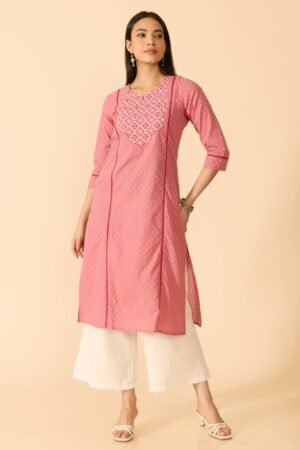 Peach Cotton Kurta