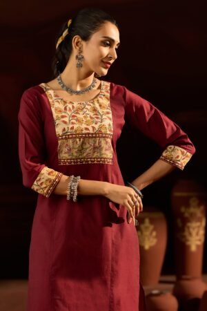 Maroon Kurta