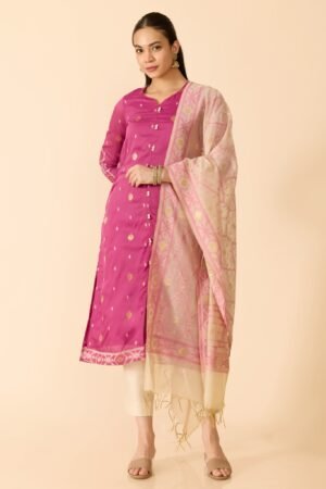 Pink Chanderi cotton kurta set